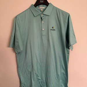 Peter Millar Men's Large L Green Striped Golf Polo Bandon Dunes